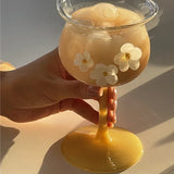 Popxstar  Flower Mug Cocktail Glass Milk Coffee Cup Crystal Cocktail Champagne Coupes Wine Glass Home Party Juice Drinking Glasses