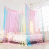 Summer Four Door Quadrate Curtain Without Bracket for Home Outdoor Bed Canopy Easy Installation