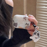 Popxstar  Cartoon Lovely Black White Cat Smooth Silicone Protection Case for AirPods Pro 2 for AirPods 1 2 3 4 Headset Cover Cute Pendant