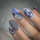 Popxstar  Y2K Girls Almond Fake Nails Gradient Blue Press on Nail Star Printed Full Cover Wearable False Nails Tips for Women DIY Manicure