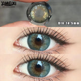 Popxstar 2-Piece Green Contact Lenses Grey Beautiful Pupil Soft Purple Color Lenses Myopia Degree Makeup Lens London Fog Grey