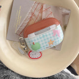 Popxstar  korea lovely green apple bow plaid for airpods 4 2024 earphone case for airpods 1 2 3 pro 2 soft silicone protection cover coque