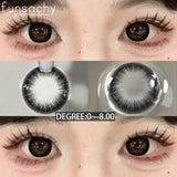 Popxstar  2pcs Myopia Lenses Black Color Contact Lenses with Prescription Degree 14.5mm Natural Soft Contact Lens for Eyes Yearly
