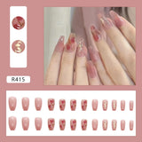Popxstar 24Pcs/Set Long T Glitter Wearing Reusable False Nails Nail Art Full Cover Artificial Fake Nails Ballerina False Nail
