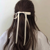 Popxstar Simple Color Bow Headdress For Woman Girls Tied Hair Long Ribbon Streamer Ponytail Head Rope Rubber Band Hair Decorate New