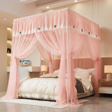New Design Palace Quadrate Mosquito Net for Girls Pole Piercing Bed Curtain Tent Bed Room Decoration with Bracket
