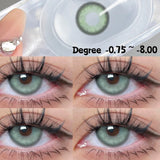 Popxstar 1 Pair Korean Lenses Mermaid Green Colored Contact Lenses with Degree Myopia Lenses Green Lenses High Quality Lenses