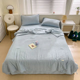 Popxstar  new seersucker summer cool quilt double yarn summer air conditioner thin quilt machine washable student dormitory quilt