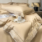 Popxstar  Premium 1000TC Egyptian Cotton Luxury Gold Embroidery Hotel Style Bedding Set Duvet Cover Flat/Fitted Bed Sheet Pillowcases 4Pcs
