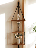 Popxstar Wooden Corner Shelf Wall Decor Pot Storage Display Stand Macrame Floating Shelf Wall Organizer Boho Room Nordic Home Decoration