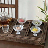 Popxstar  LotusShaped Transparent Dessert Dish Bowl Chinese Aesthetic Tableware Home Kitchen Dessert Fruit Highfooted Tray Tea Tasting Cup