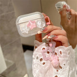 Popxstar Cute 3D Star Love Heart Clear Headphones Case For AirPods 1 2 3 With Bell Pendant Protective Shell Soft Cover For AirPods Pro 2
