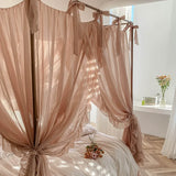 Princess Girls Bed Curtains Canopy Bed Square Court Mosquito Textile Encrypted Netting Mesh Net for King Bed with Bracket Pole