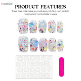 Popxstar  Summer Fake Nails Clear Handmade Press on Nails 3D Colorful Sequins Star Designs False Nails Tips Short Charms Manicure 10Pcs