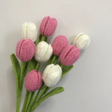 Popxstar Hand Woven Tulip Crochet Flower Diy Hand-knitted Flower Bouquet Wedding Party Decoration Home Table Decoration Festival Gifts