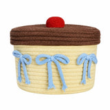 Decorative Cotton Thread Woven Storage Basket Handwoven Round Round Storage Box Yellow With Lid Cotton Thread Basket Shelf