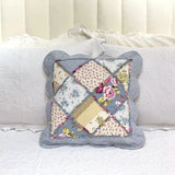 Soft Breathable 100% Cotton Patchwork Pillow Cover with Ruffled Edge Multi Functional Cushion Case for Sofa and Office Easy Care