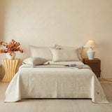 Popxstar  3Pcs Luxury Natural Cotton Linen Soft Comfortable Quilted Bedspread, Bed Cover, Mattress Topper, Bed Sheet, With Pillowcases