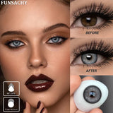 1 Pair Colored Contact Lenses for Eyes Blue Pupil Beautiful Eye Contacts Natural Soft Brown Gray Lenses Yearly Cosmetic