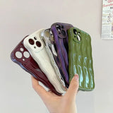 3D Water Ripple Pattern Phone Case For IPhone 17 16 15 14 13 12 Pro Max Soft Shockproof Back Cute Lens Protection Cover Funda