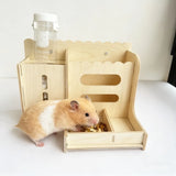 2 in 1 Rabbit Hay Feeder Detachable Bite Resistant Wooden Grass Dispenser with Bottle Small Animal Hay Holder Habitat