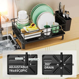 Dish Drying Rack,Cutlery Rack With Drain Tray and Drip Line,Cup Holder,Cutlery Holder,Kitchen Countertop Storage Rack