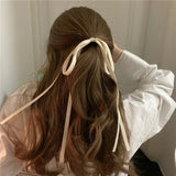 Simple Color Bow Headdress For Woman Girls Tied Hair Long Ribbon Streamer Ponytail Head Rope Rubber Band Hair Decorate New