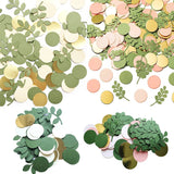 Popxstar  1Pack Sage Leaves Confetti Green Gold Pink Round Paper Confetti Wedding Birthday Party Decorations Baby Shower Table Scatter