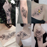 Popxstar  12pcs Flower Tattoo Stickers Arm Chest Temporary Tattoo Waterproof Fake Tattoo
