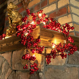 Popxstar 5.9ft/180cm Red Berry Christmas Garland Optional lighting Gold Silver Berry Artificial Garland Christmas Decoration for New Year