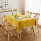 Popxstar Christmas Green Cotton Rectangle Tablecloth Tassel Washable Table Cover for Kitchen Dinning Picnic New Year Christmas Decoration