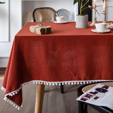 Popxstar Christmas Green Cotton Rectangle Tablecloth Tassel Washable Table Cover for Kitchen Dinning Picnic New Year Christmas Decoration