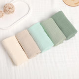 Popxstar 5Pcs Baby Cotton Washcloth Newborn Burp Cloth Square Towels 6-Layer Pure Cotton Soft Absorbent Gauze Cotton Baby Towels