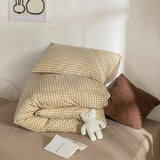 Japan Style Plaid Queen Size Duvet Cover Set with Sheets High Quality Skin Friendly Bedding Set King Single Double Bedding Sets