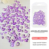 Popxstar 100pcs Clear Crystal Rhinestones Jewelry 3D Love Heart Nail Charm for Nail Art Decoration Clear Resin Valentine's Day Nail Parts
