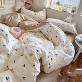 Popxstar  Class A simple high-end three-layer yarn bedding four-piece set, bed sheet quilt cover, dormitory three-piece set