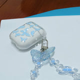 Popxstar Crystal Butterfly Pendant Bead Bracelet Earphone Case For Apple Airpods 4 /3 For Airpods Pro/ Pro2 Earphone Case With Keychain