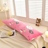 Popxstar  Winter new milk fleece printed long throw pillow couple household double long pillow waist pillow