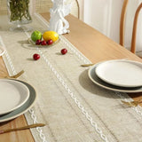Popxstar  1Pc Linen Tassel Table Runner Rustic Farmhouse Style Tablecloth For Baby Shower Birthday Party Decoration Wedding Table Supplies