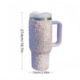 40oz Diamond Thermos Cup With Handle 304 Stainless Steel Vacuum Flasks Portable Car Coffee Cup Insulated Thermal Water Bottles