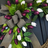 Popxstar  Spring Tulip Wreath, Door Hanging Decoration, Home Decoration Pendant, Festival Party Decoration Simulation Flower