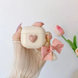 Popxstar Ribbon Lattice Bowknot with Pearl Keychain Cover For Apple AirPods 2 Pro 3 3rd generation Shockproof Earphone Case For AirPods 4