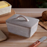 Popxstar  Vintage Ceramic Butter Box Butter Dish Square Cream Box with Lid Plate Multi Functional Cheese Storage Box Kitchen Accessories