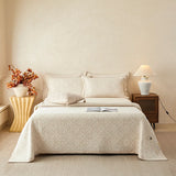 Popxstar  3Pcs Luxury Natural Cotton Linen Soft Comfortable Quilted Bedspread, Bed Cover, Mattress Topper, Bed Sheet, With Pillowcases