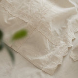Popxstar  4/5Pcs French Vintage Bedding Sets 85% Cotton and 15% Linen Stitch Embroidery Double Bed Sheet Coverlet Quilt Cover Pillowcases