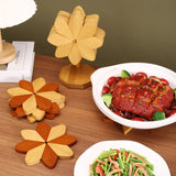 Popxstar  Wooden Windmill Kitchen Mat Creative Foldable Table Decoration and Accessories Heat Resistant Pad Household Coasters Placemats