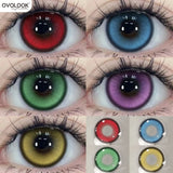Popxstar  2pcs/pair Cyber Series Halloween Colored Contact Lenses for Makeup Eyes Big Pupils Red Contact Lenses Brown Lens Myopia