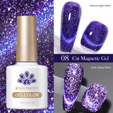 Popxstar 10ml Rainbow Purple Water Light Cat Magnetic Gel Nail Polish Shining Sliver-light Holographics Semi Permanent UV Gel