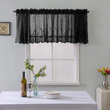 Popxstar  1PC Short Lace Curtain,Exquisite Floral Pattern Valance,Window Valances Pastoral Tulle Voile Home Decor Kitchen Door