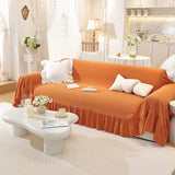 Red White Plaid Ruffle Sofa Cover Full Wrap Furniture Protector Couch Towel Sofa Slipcover For Living Room Bedroom Home Decor